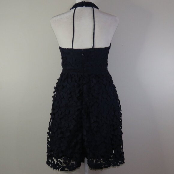 Bardot Women's Navy-Blue Halter Formal Dress & Leaf Lace Overlay Size 16 (C1595) - Picture 5 of 7